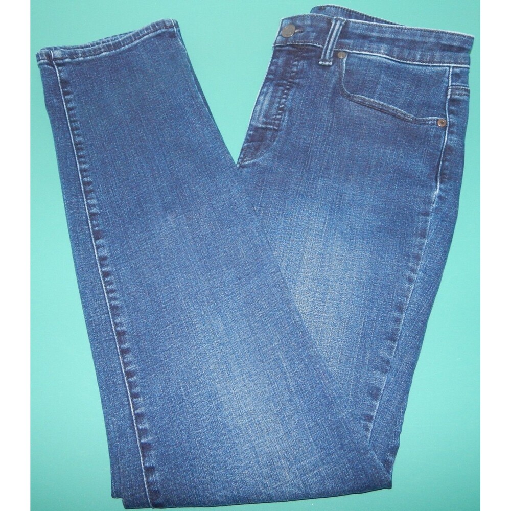 TALBOTS FLAWLESS WOMENS 6 BLUE JEANS HIGH-RISE STRAIGHT-LEG STRETCH DENIM